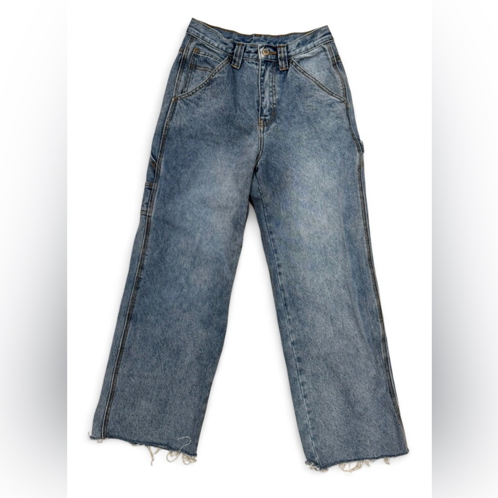 J.galt cargo wide leg Denim Jeans in Washed Blue